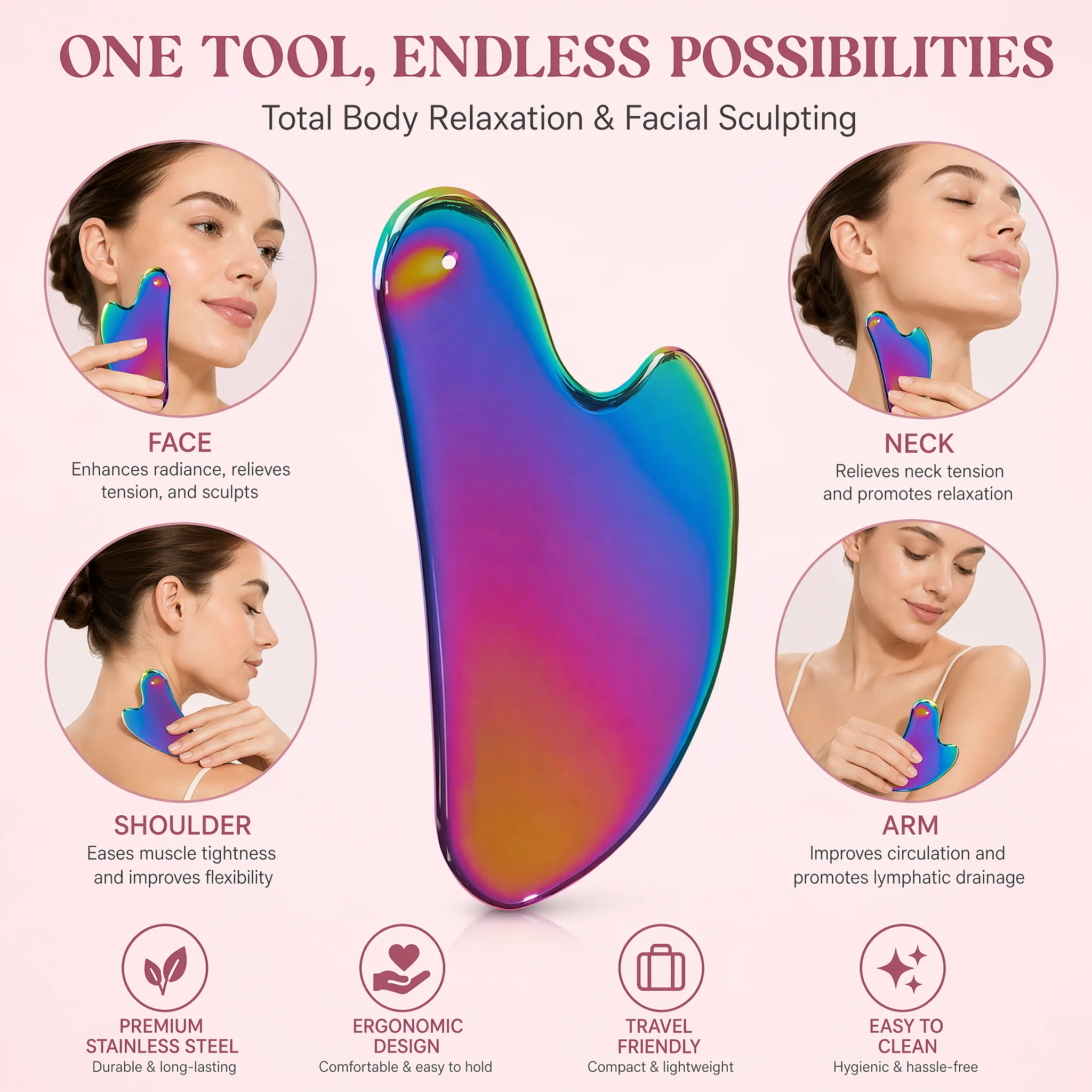 1Pcs Stainless Steel Gua Sha B - đánh giá và giá Spa Wellness Massage