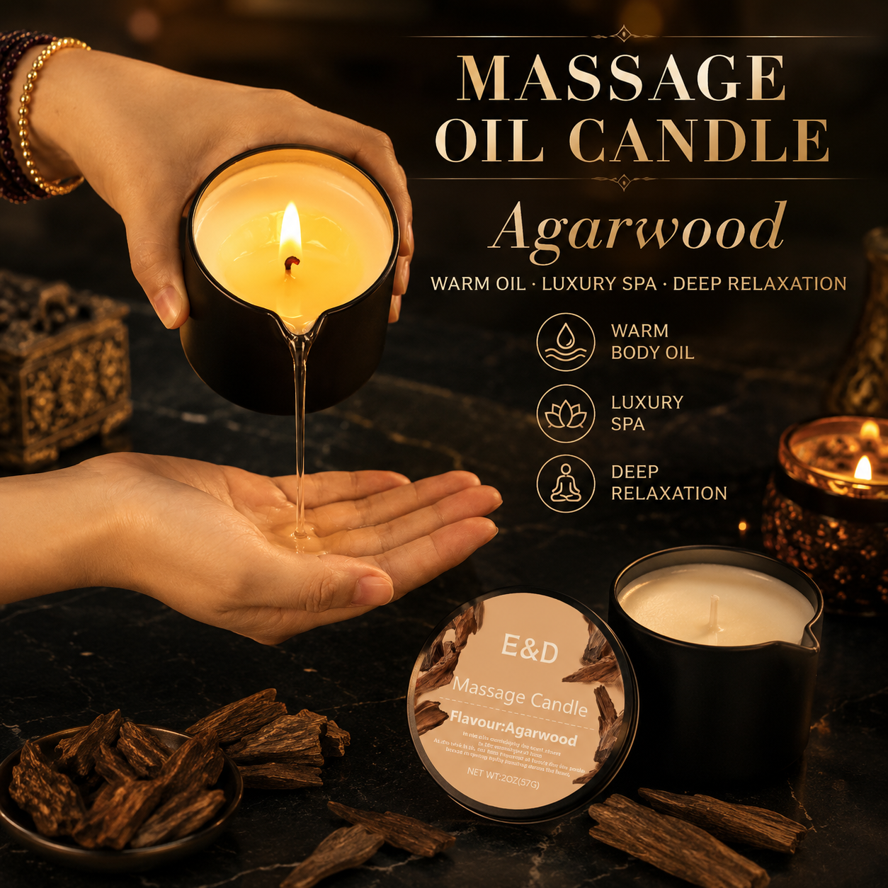 Agarwood Massage Oil Candle 2o - đánh giá và giá Massage Candle Melting