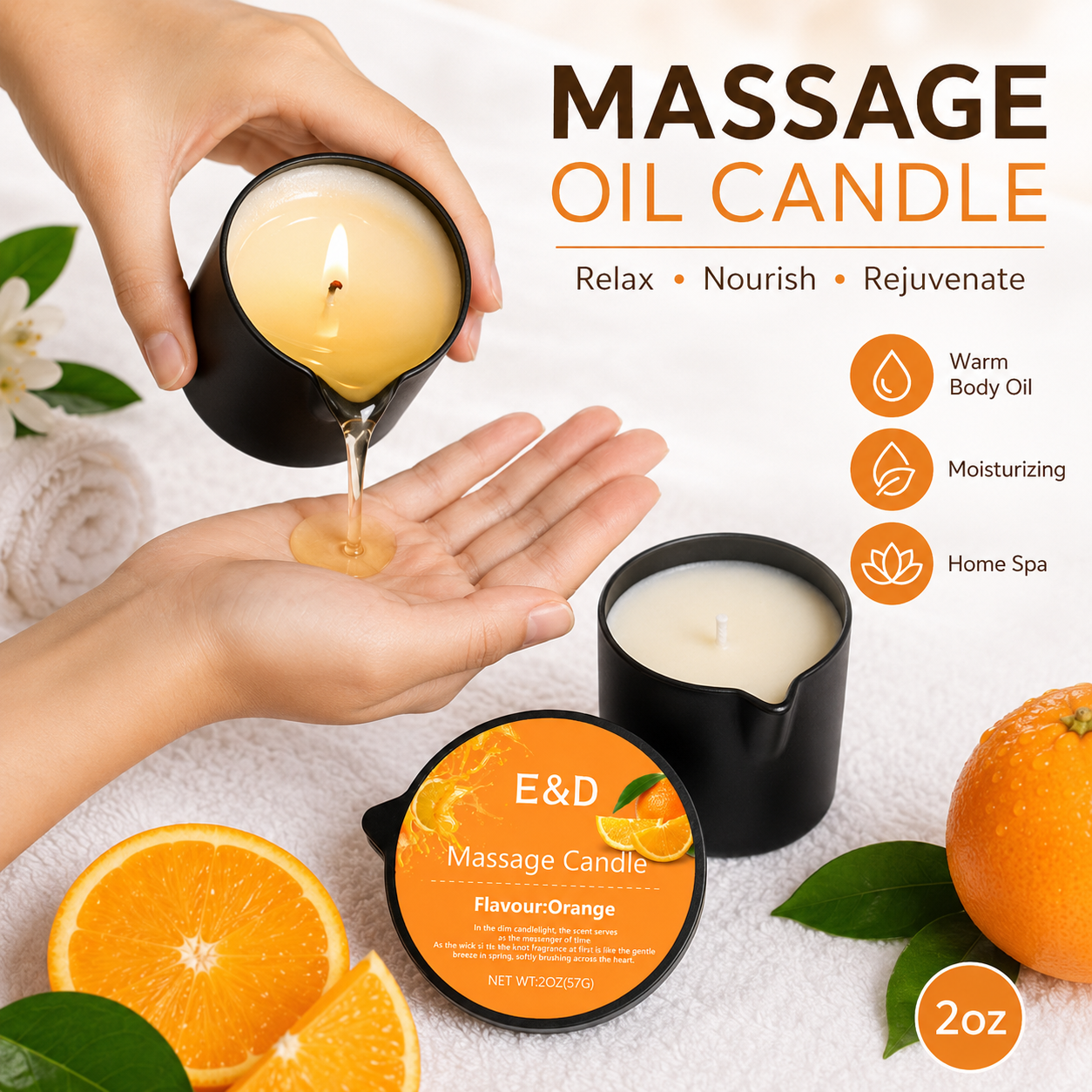Orange Massage Oil Candle 2 oz - đánh giá và giá Massage Candle Melting