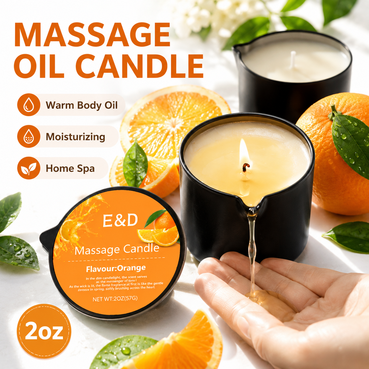 Orange Massage Oil Candle 2 oz - đánh giá và giá Massage Candle Melting
