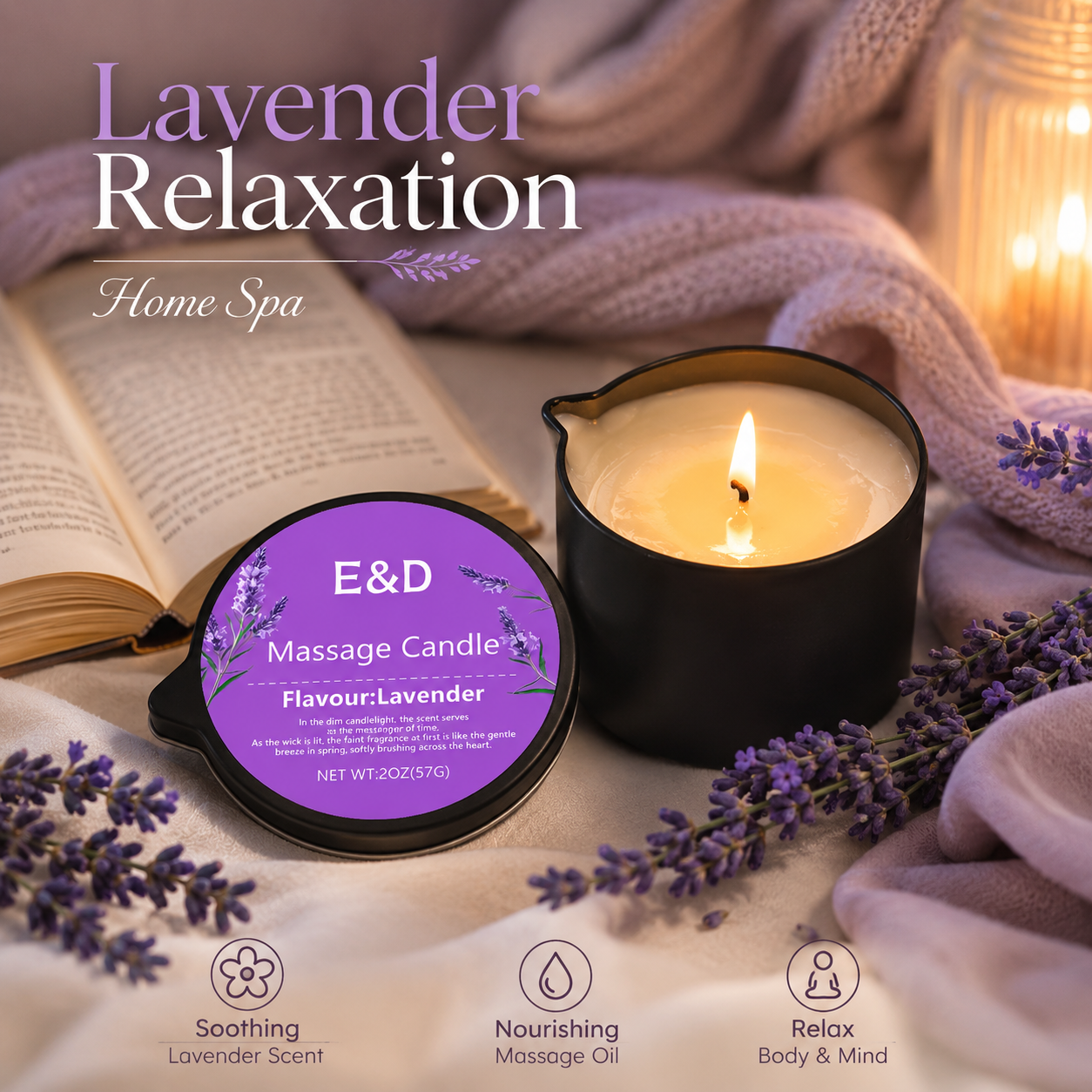 Lavender Massage Oil Candle 2o - đánh giá và giá Massage Candle Melting
