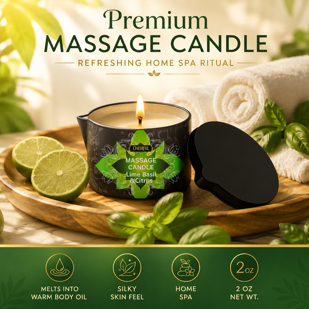 Lime Basil Citrus Massage Oil  - đánh giá và giá Massage Candle Melting